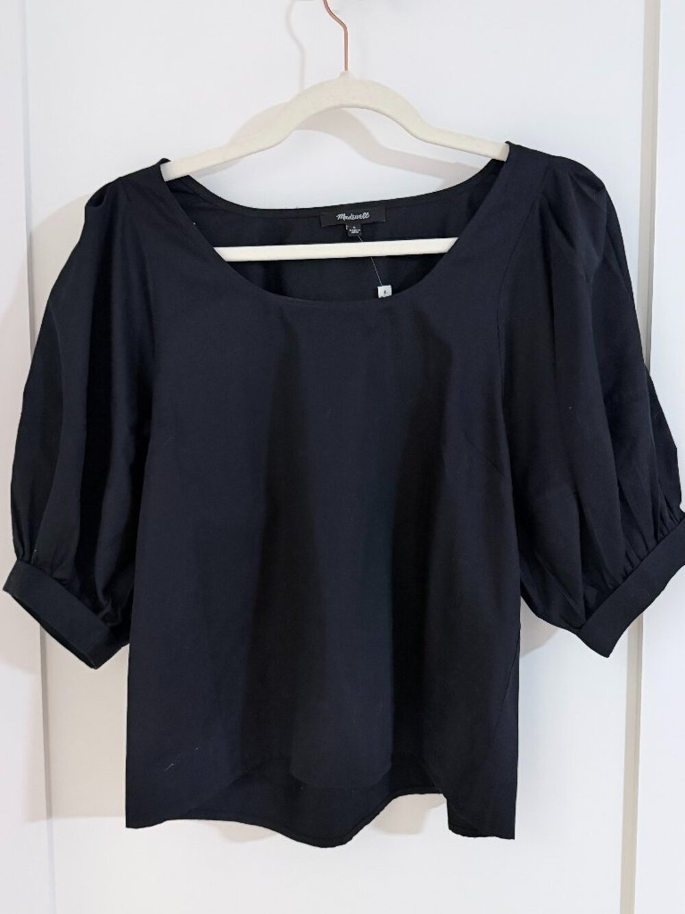 Madewell Black Puff Sleeve Blouse Size S